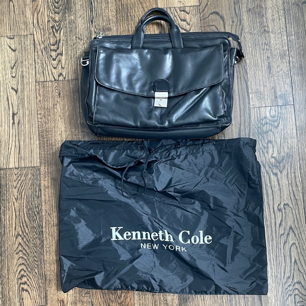 Kenneth Cole Sleek Black Leather Briefcase